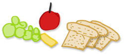 fruit, bread, cheese
