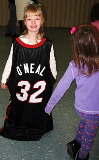 Students at basketball class