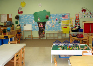 Classroom with tree cutout