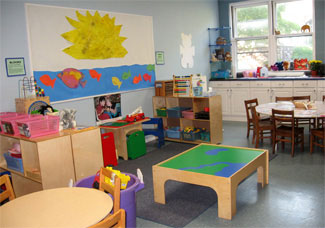 Classroom with sun and fish picture