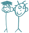 drawing of 2 longnecked figures